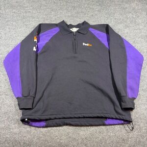 FedEx Stan Herman Quarter Zip Pullover Mens Large Black Purple FD5855 Sweatshirt